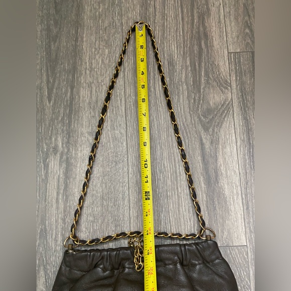 Vintage Dark Brown Genuine Leather Morris M. Handbag with Gold Chain - Picture 16 of 16